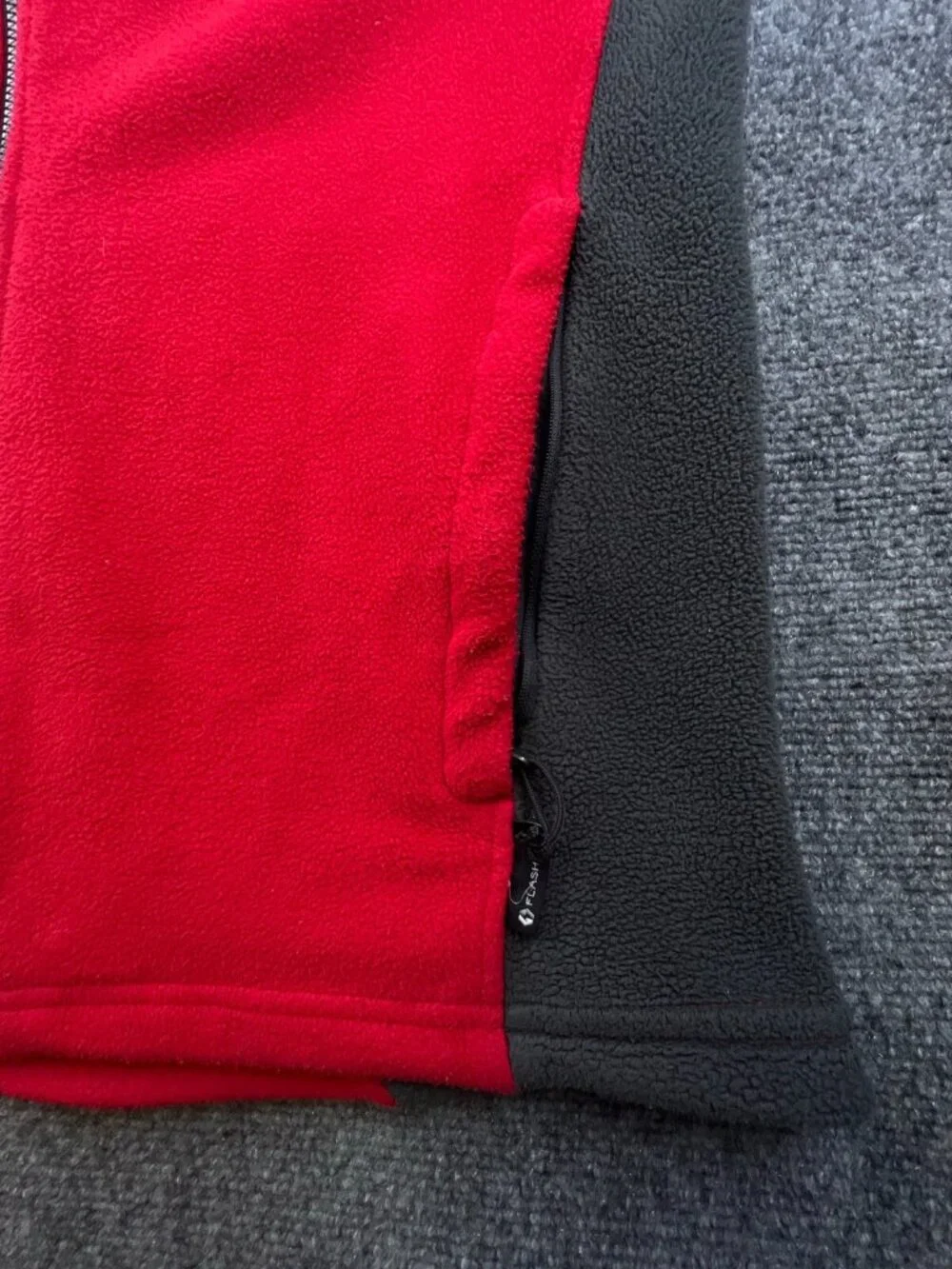 The North Face Jacket Men’s Large Fleece Red Gray Full Zip Long Sleeve w Logo